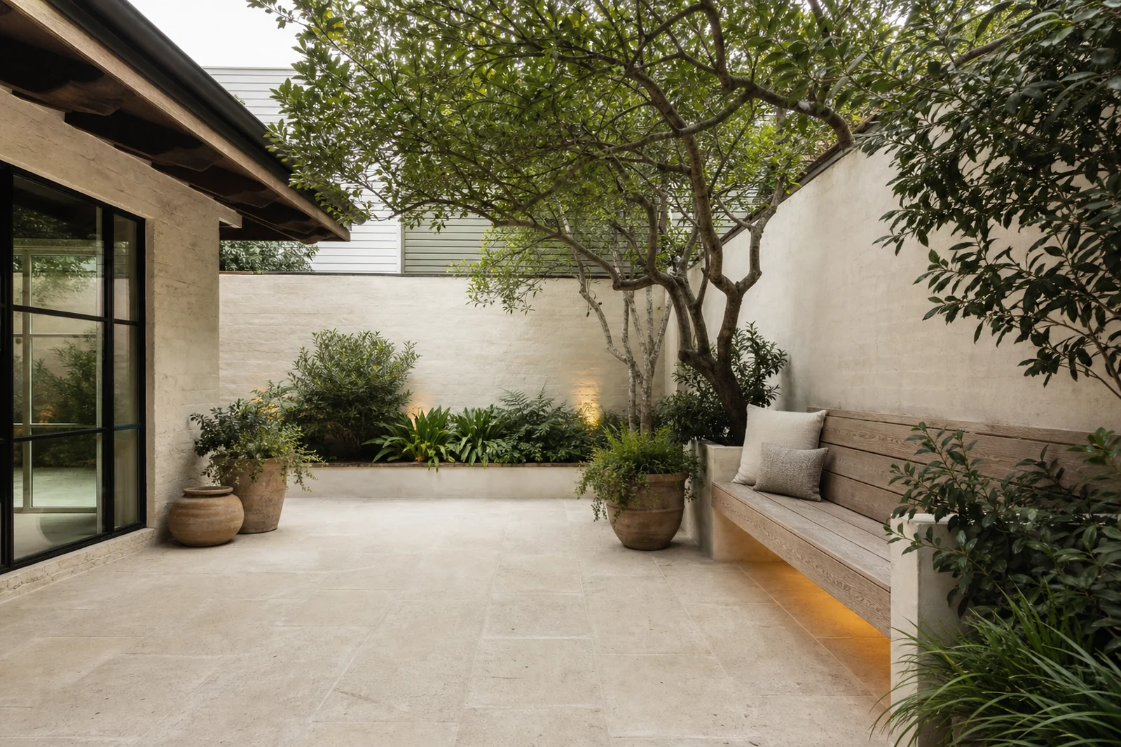 Quiet planted residential courtyard