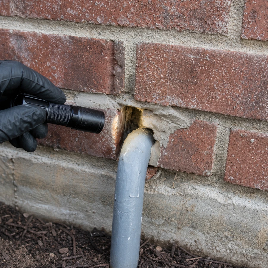 Close inspection of a likely pest entry point